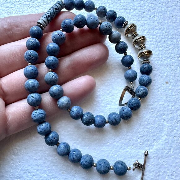 Unique One of a Kind Blue Sponge Coral Necklace Only You will have - Picture 5 of 11
